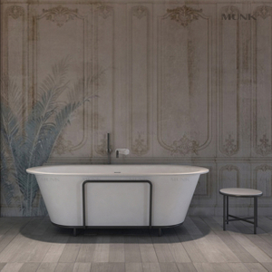Bañera independiente de superficie sólida de diseño ovalado de 71 pulgadas