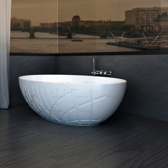 Diseño italiano de la bañera independiente de superficie sólida más popular de 67 pulgadas